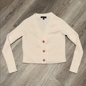 Elegant Cream Cardigan with Heart Buttons